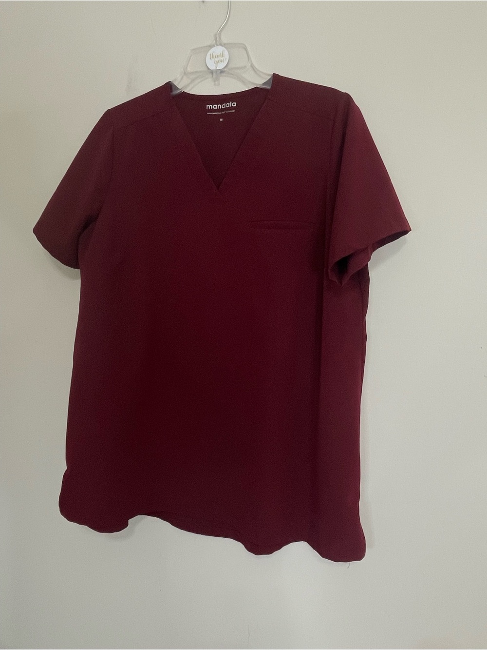 Mandala Women's V-Neck Scrubs Top in Burgundy~ Size Medium ~ Medical Staff